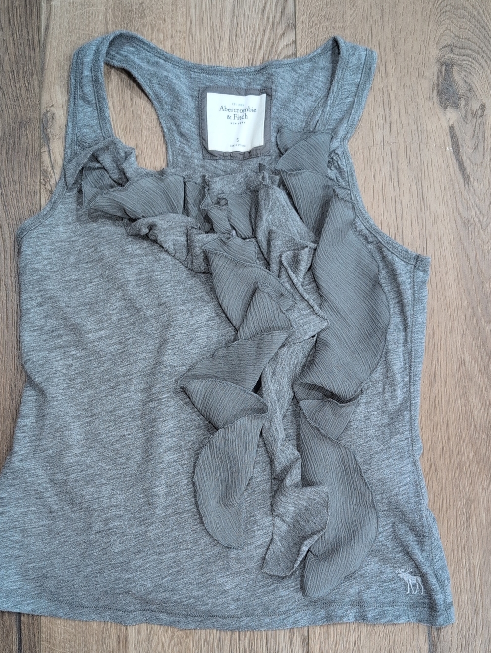 Abercrombie & Fitch Gray Ruffle Racerback Tank
